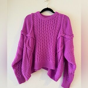 Cozy Purple Cable Knit Sweater size L